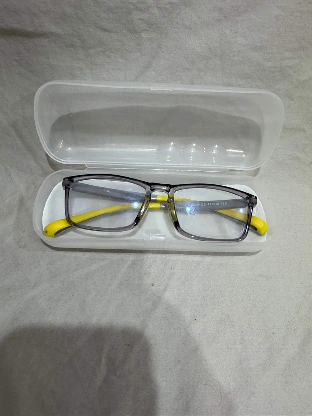 Kids Clear Frame Blue Light Blocking Glasses with Yellow Temples